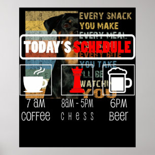 Chess Player Todays Schedule Coffee Chess Poster