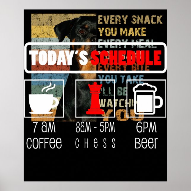 Chess Player | Todays Schedule Coffee Chess Poster (Front)