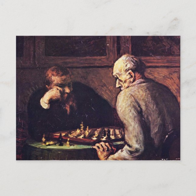 Chess Players By Daumier Honoré Postcard (Front)