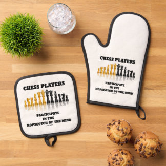 Chess Players Participate In The Hopscotch Of Mind Oven Mitt & Pot Holder Set