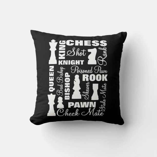 Chess Players Typography Design Cushion (Front)
