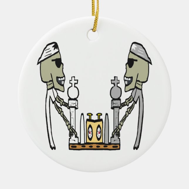 Chess Playing Ceramic Tree Decoration (Front)