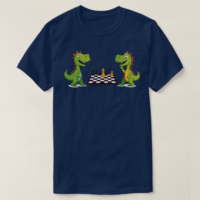 Chess Playing Dinosaur TRex TShirt (Design Front)