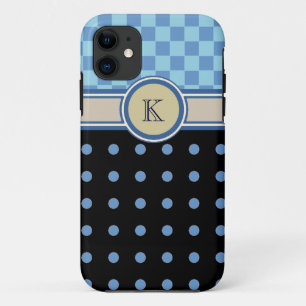 chess & polkadots pattern monogram iPhone 11 case
