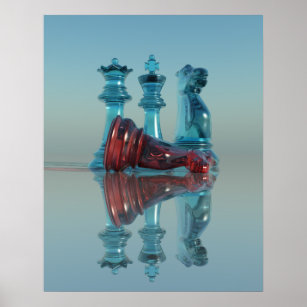Chess Poster / Print - King Queen Knight Chess