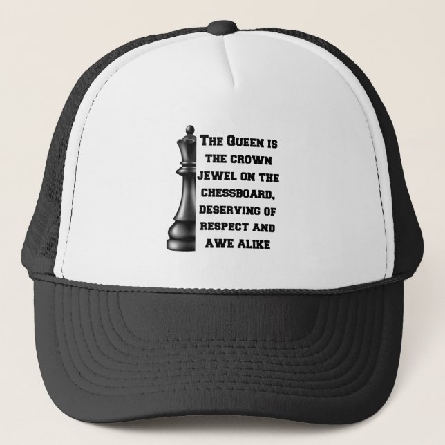 Chess Queen Black White Power Respect Strategy Trucker Hat (Front)