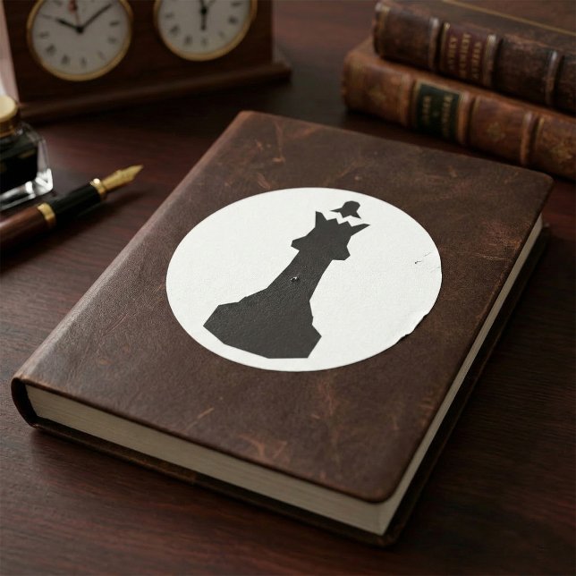 Chess Queen Silhouette Bold Minimalist Classic Round Sticker (Creator Uploaded)