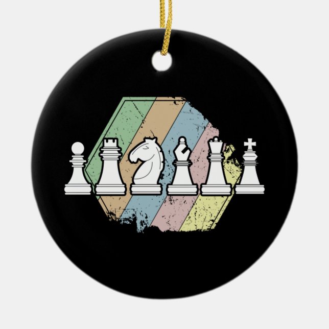 Chess Retro Ceramic Tree Decoration (Front)