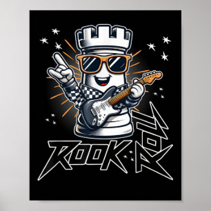 Chess Rook And Roll Funny Electric Guitar Music Pl Poster