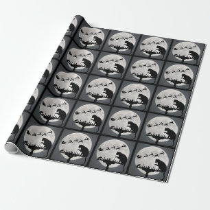 Chess Santa Full Moon Cat and Mouse Game Christmas Wrapping Paper