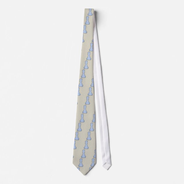 Chess Shiny Blue Glass Chess Pawn Tie (Front)