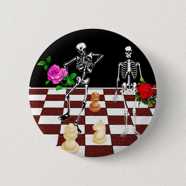 Chess Skeletons 6 Cm Round Badge (Front)