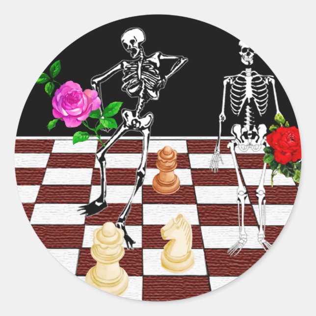 Chess Skeletons Classic Round Sticker (Front)