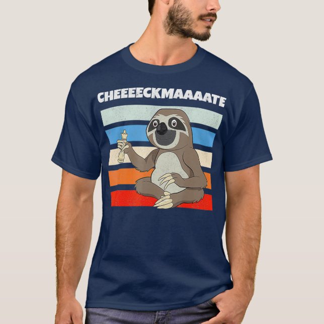 Chess Sloth Slow Ceckmate In One Funny Chess T-Shirt (Front)