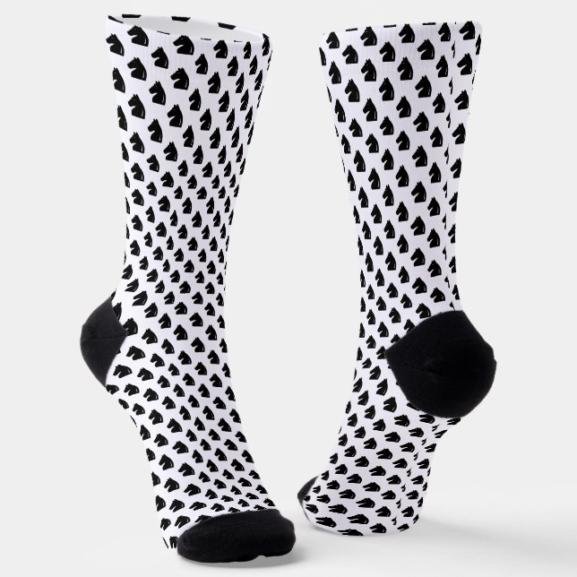 Chess socks with chequered knight horse pattern (Angled)