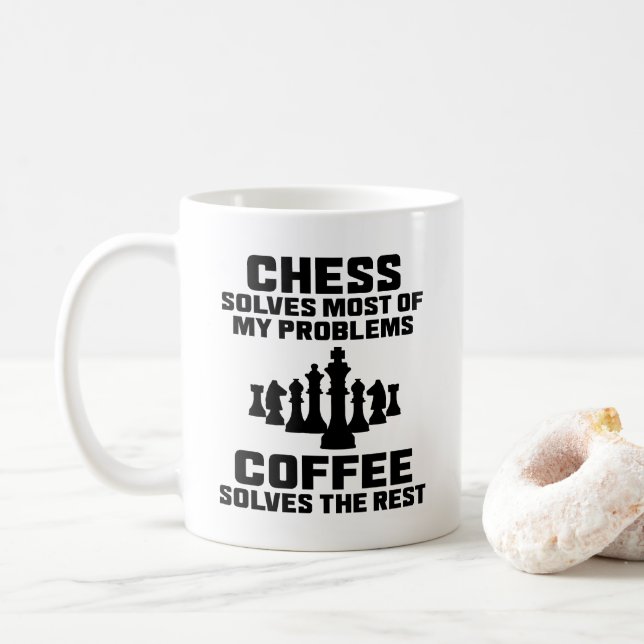 Chess Solves My Problems Funny Coffee Player Mug (With Donut)