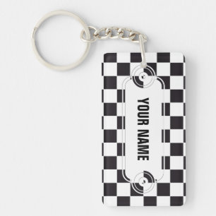 Chess Square Pattern - black + your background Key Ring