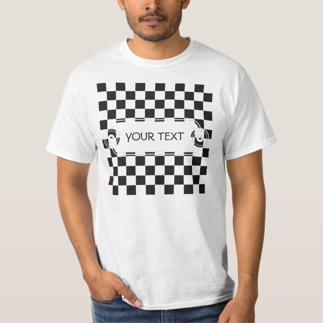 Chess Square Pattern - black + your background T-Shirt (Front)