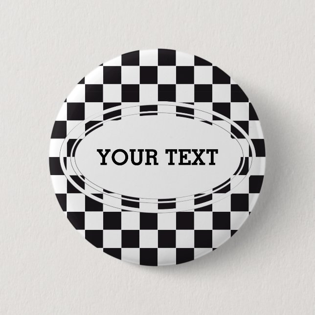 Chess Square Pattern - black + your text & backgr. 6 Cm Round Badge (Front)