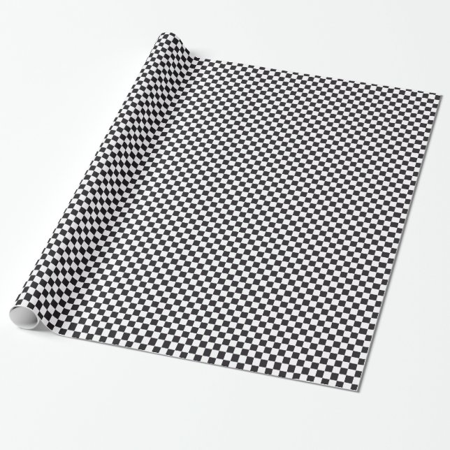 Chess Square Pattern - black + your text & backgr. Wrapping Paper (Unrolled)