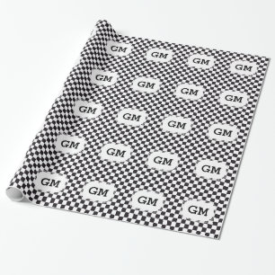 Chess Square Pattern - black + your text & backgr. Wrapping Paper