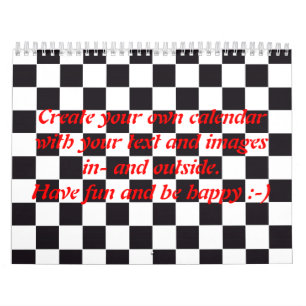 Chess Square Pattern - black + your text & images Calendar