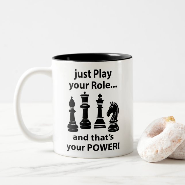 Chess Strategy Player Two-Tone Coffee Mug (With Donut)