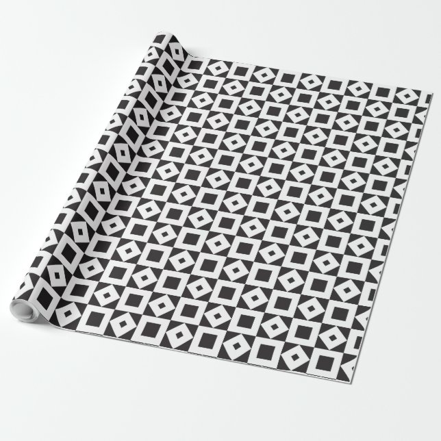 chess table diamond black white wrapping paper (Unrolled)