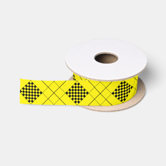 chess table on yellow background satin ribbon