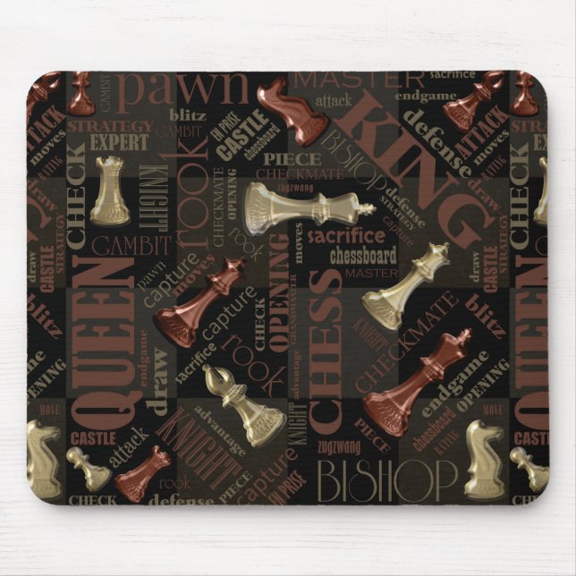 Chess Terms and Pieces Copper and Gold ID784 Mouse Mat (Front)