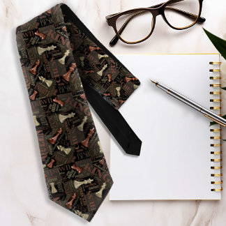 Chess Terms and Pieces Copper and Gold ID784 Tie