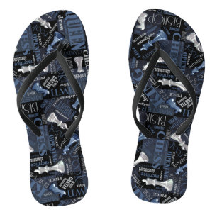 Chess Terms and Pieces Silver and Blue ID784 Flip Flops