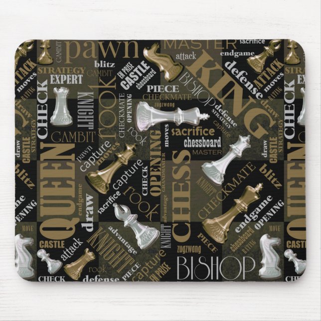 Chess Terms and Pieces Silver and Gold ID784 Mouse Mat (Front)