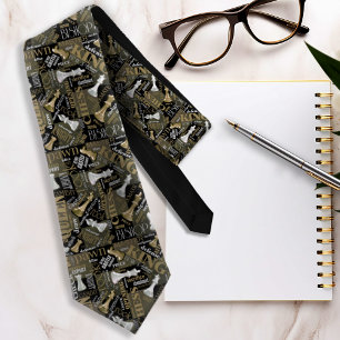 Chess Terms and Pieces Silver and Gold ID784 Tie