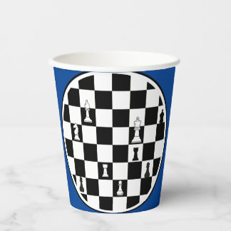 Chess Theme Paper Cups - Elegant Chessboard Design