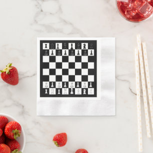 Chess Theme Paper Napkins - Elegant Chessboard Des