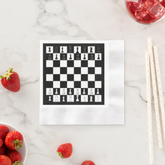 Chess Theme Paper Napkins - Elegant Chessboard Des