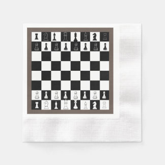 Chess Theme Paper Napkins - Elegant Chessboard Des