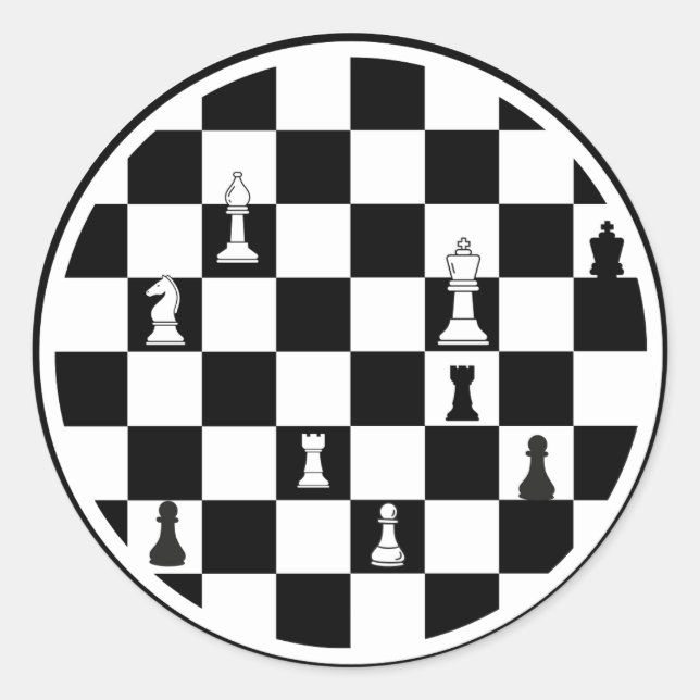 Chess Theme Round Stickers - Black & White (Front)