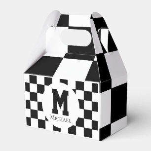 Chess Themed Birthday Party Chequered Monogram Favour Box