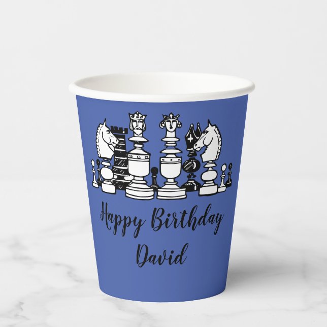 Chess Themed Personalised Paper Cups (Front)