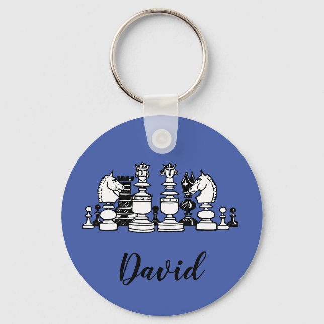 Chess Themed Personalized Keychain (Front)