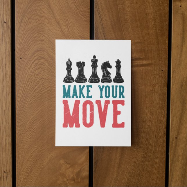 Chess Tournament Invitation Card (chess make your move retro)