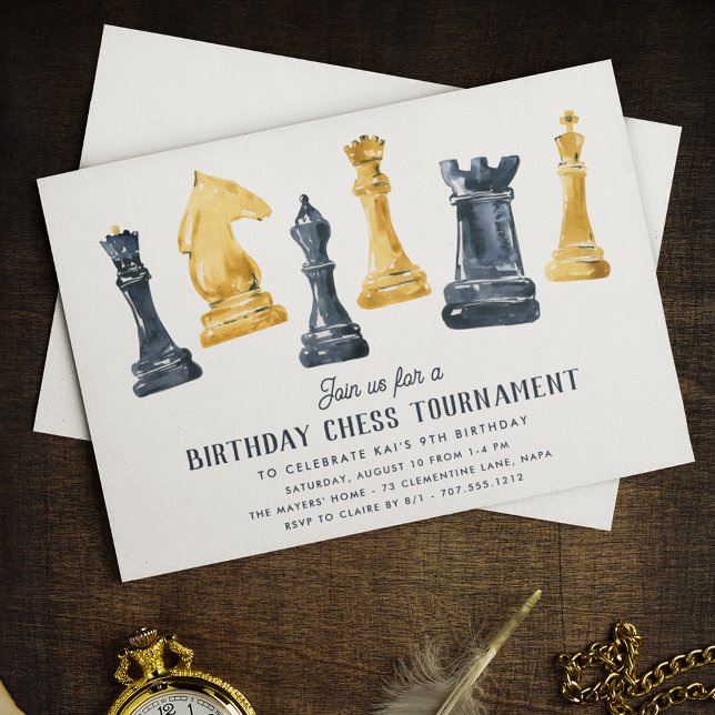 Chess Tournament Kids Birthday Party Invitation (Creator Uploaded)