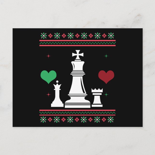 Chess Ugly Christmas Sweater Xmas Postcard (Front)