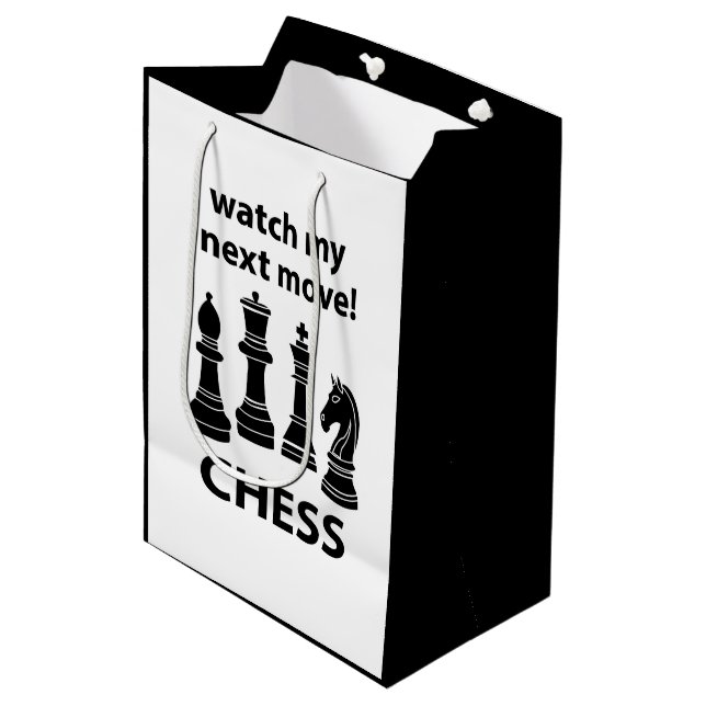 Chess Watch My Next Move Chess Medium Gift Bag (Front Angled)