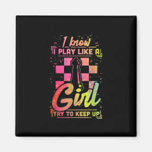 Chess Women Queen Chessfield Team Play Like A Girl Magnet