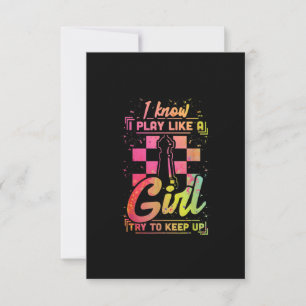 Chess Women Queen Chessfield Team Play Like A Girl RSVP Card