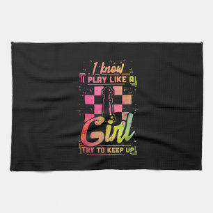 Chess Women Queen Chessfield Team Play Like A Girl Tea Towel