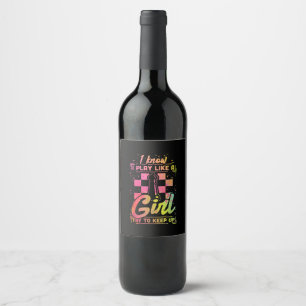 Chess Women Queen Chessfield Team Play Like A Girl Wine Label